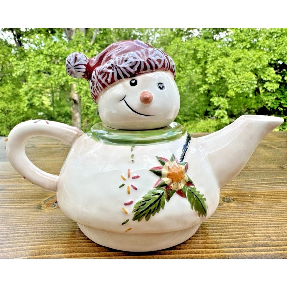 Tracy Porter Jingle Bell Snowman‎ Teapot Let's Hang Mistletoe Christmas
